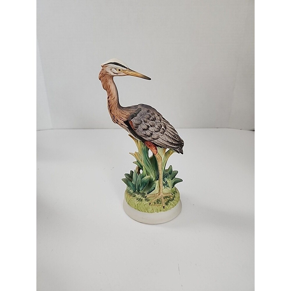 Great Blue Heron Porcelain Figurine Bird Hand painted Angeline Originals